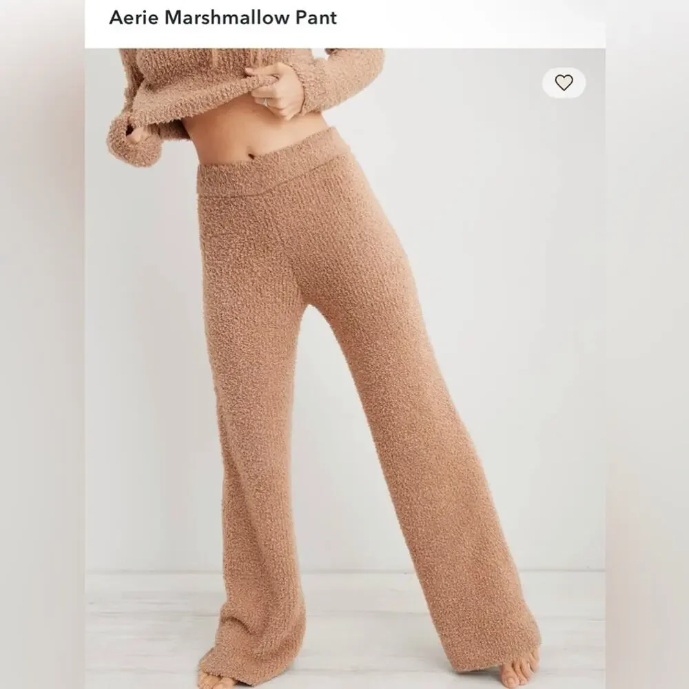 Aerie Marshmallow Wide Leg Pants - Tan Size Medium